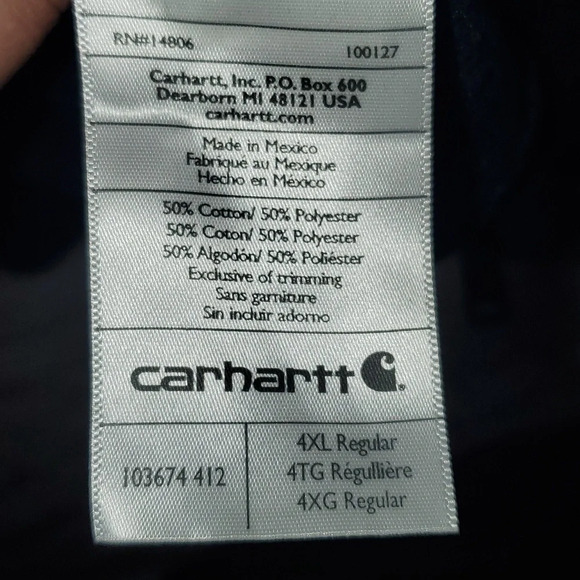 Carhartt Midweight Full-Zip Long-Sleeve Hooded Sweatshirt RD Men's Size 4XL - Picture 9 of 14